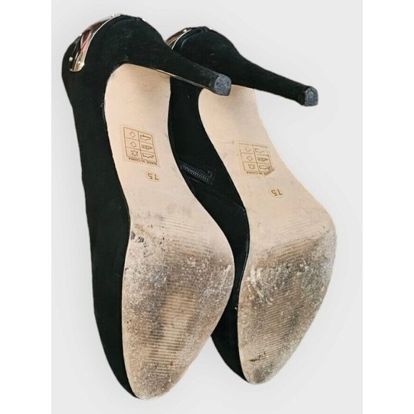 DV -  DOLCE VITA WOMEN'S "BANSI" ANKLE BOOT BLACK SUEDE GOLD ACCENTS US SIZE 7.5 - Picture 6 of 11